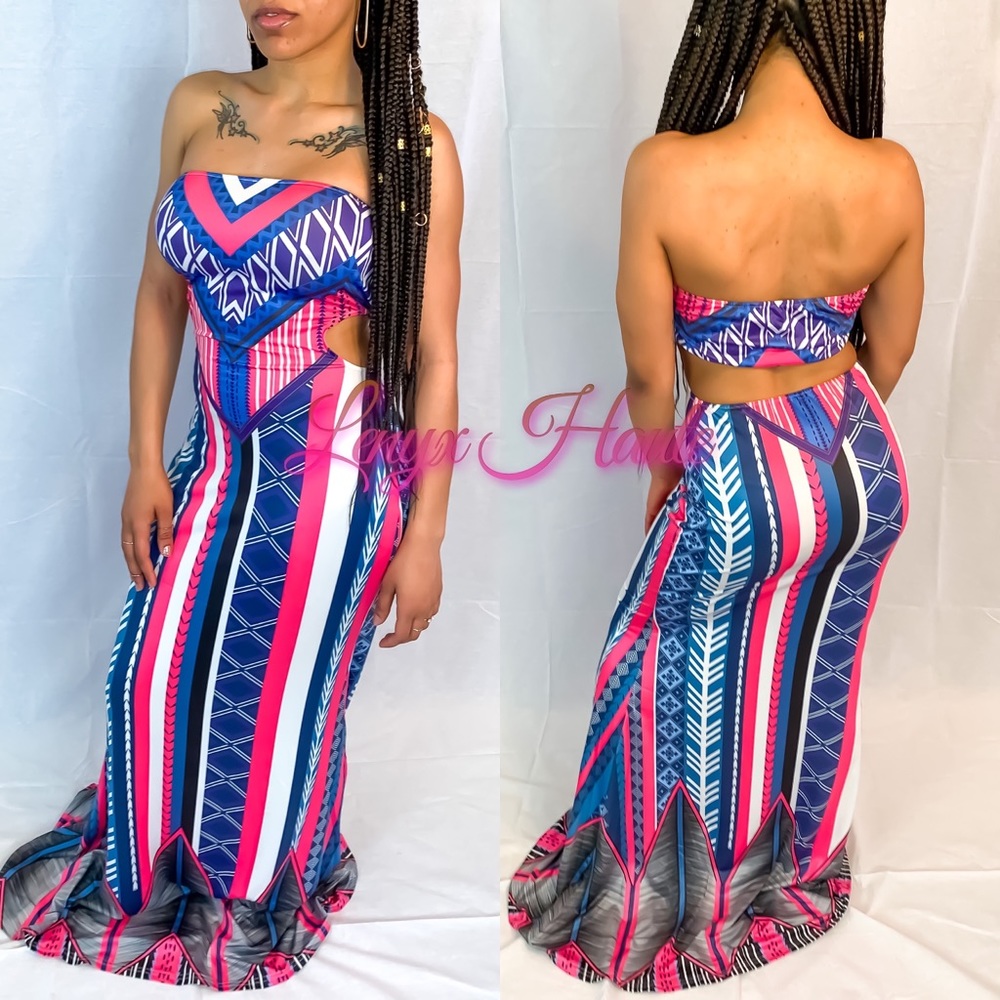 Multi-Color Bandeau Maxi Dress